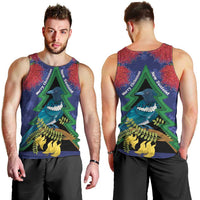 New Zealand Christmas In July Men Tank Top Kowhai Tui Bird With Pohutukawa - Blue