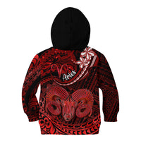 Polynesian Pride Aries Zodiac Kid Hoodie Astrological Sign Tribal Plumeria Red Galaxy LT14 - Polynesian Pride