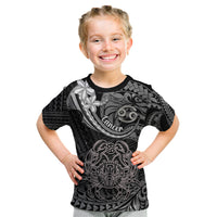 Polynesian Pride Cancer Zodiac Kid T Shirt Astrological Sign Tribal Plumeria Grey Galaxy LT14 Grey - Polynesian Pride