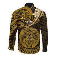 Polynesian Pride Leo Zodiac Long Sleeve Button Shirt Astrological Sign Tribal Plumeria Gold Galaxy LT14 - Polynesian Pride
