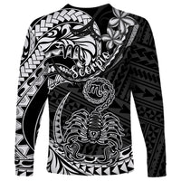 Polynesian Pride Scorpio Zodiac Long Sleeve Shirt Astrological Sign Tribal Plumeria Black LT14 - Polynesian Pride