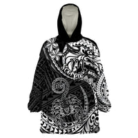 Polynesian Pride Scorpio Zodiac Wearable Blanket Hoodie Astrological Sign Tribal Plumeria Black LT14 One Size Black - Polynesian Pride