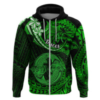 Polynesian Pride Pisces Zodiac Hoodie Astrological Sign Tribal Plumeria Green Galaxy LT14 - Polynesian Pride