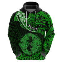 Polynesian Pride Pisces Zodiac Hoodie Astrological Sign Tribal Plumeria Green Galaxy LT14 - Polynesian Pride