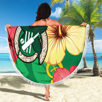 Custom Vanuatu Cricket Beach Blanket 2024 Tropical Flowers Version