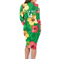 Custom Vanuatu Cricket Family Matching Long Sleeve Bodycon Dress and Hawaiian Shirt 2024 Tropical Flowers Version LT14 - Polynesian Pride