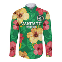 Custom Vanuatu Cricket Long Sleeve Button Shirt 2024 Tropical Flowers Version