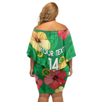 Custom Vanuatu Cricket Off Shoulder Short Dress 2024 Tropical Flowers Version