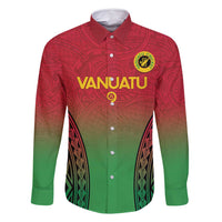Custom Vanuatu Cricket Family Matching Long Sleeve Bodycon Dress and Hawaiian Shirt 2024 Polynesian Pattern Sporty Style LT14 Dad's Shirt - Long Sleeve Red - Polynesian Pride