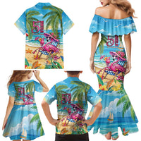 Flamingo Aloha Hawaii Family Matching Mermaid Dress and Hawaiian Shirt It's 5 OClock Somewhere Tropical Vibes LT14 - Polynesian Pride