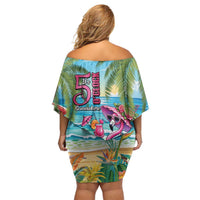 Flamingo Aloha Hawaii Family Matching Off Shoulder Short Dress and Hawaiian Shirt It's 5 OClock Somewhere Tropical Vibes LT14 - Polynesian Pride