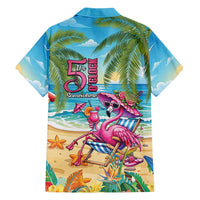 Flamingo Aloha Hawaii Family Matching Short Sleeve Bodycon Dress and Hawaiian Shirt It's 5 OClock Somewhere Tropical Vibes LT14 - Polynesian Pride