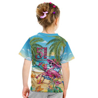 Flamingo Aloha Hawaii Kid T Shirt It's 5 O’Clock Somewhere Tropical Vibes - Polynesian Pride