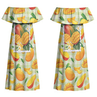 Aloha Hawaii Manako Palaka Motifs Couples Matching Off Shoulder Maxi Dress and Hawaiian Shirt Hawaiian Mango Stylized Stamp LT14 - Polynesian Pride