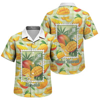 Aloha Hawaii Manako Palaka Motifs Family Matching Short Sleeve Bodycon Dress and Hawaiian Shirt Hawaiian Mango Stylized Stamp LT14 Son's Shirt Yellow - Polynesian Pride