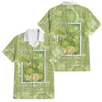 Aloha Hawaii Ulu Palaka Motifs Family Matching Short Sleeve Bodycon Dress and Hawaiian Shirt Hawaiian Breadfruit Stylized Stamp LT14 Dad's Shirt - Short Sleeve Green - Polynesian Pride