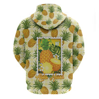 Aloha Hawaii Hala Kahiki Palaka Motifs Zip Hoodie Hawaiian Pineapple Stylized Stamp LT14 - Polynesian Pride