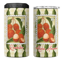 Aloha Hawaii Rambutan Palaka Motifs 4 in 1 Can Cooler Tumbler Hawaiian Fruit Stylized Stamp LT14 One Size: 16 oz Yellow - Polynesian Pride