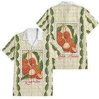 Aloha Hawaii Rambutan Palaka Motifs Family Matching Mermaid Dress and Hawaiian Shirt Hawaiian Fruit Stylized Stamp LT14 Dad's Shirt - Short Sleeve Yellow - Polynesian Pride