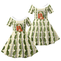 Aloha Hawaii Rambutan Palaka Motifs Family Matching Mermaid Dress and Hawaiian Shirt Hawaiian Fruit Stylized Stamp LT14 Daughter's Dress Yellow - Polynesian Pride