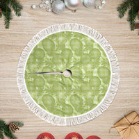 Omaomao Hawaii Breadfruit Palaka Motifs Tree Skirt LT14 Fringed Green - Polynesian Pride