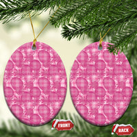 Alaka Hawaii Breadfruit Palaka Motifs Ceramic Ornament LT14 Oval Pink - Polynesian Pride