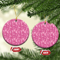 Alaka Hawaii Breadfruit Palaka Motifs Ceramic Ornament LT14 Circle Pink - Polynesian Pride