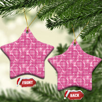 Alaka Hawaii Breadfruit Palaka Motifs Ceramic Ornament LT14 Star Pink - Polynesian Pride