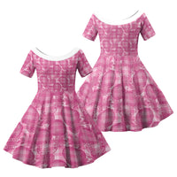 Alaka Hawaii Breadfruit Palaka Motifs Family Matching Tank Maxi Dress and Hawaiian Shirt LT14 Daughter's Dress Pink - Polynesian Pride
