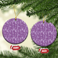 Poni Hawaii Breadfruit Palaka Motifs Ceramic Ornament LT14 Circle Purple - Polynesian Pride