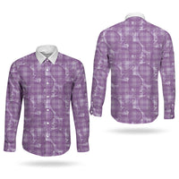 Poni Hawaii Breadfruit Palaka Motifs Couples Matching Off The Shoulder Long Sleeve Dress and Long Sleeve Button Shirt LT14 - Polynesian Pride