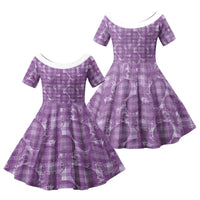 Poni Hawaii Breadfruit Palaka Motifs Family Matching Puletasi and Hawaiian Shirt LT14 Daughter's Dress Purple - Polynesian Pride