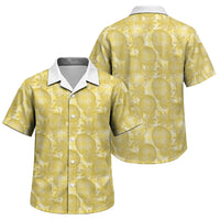Melemele Hawaii Breadfruit Palaka Motifs Family Matching Off The Shoulder Long Sleeve Dress and Hawaiian Shirt LT14 Son's Shirt Yellow - Polynesian Pride