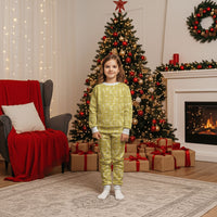 Melemele Hawaii Breadfruit Palaka Motifs Christmas Pajama Set LT14 Kid Yellow - Polynesian Pride