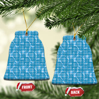 Polu Hawaii Breadfruit Palaka Motifs Ceramic Ornament LT14 Bell Flake Blue - Polynesian Pride