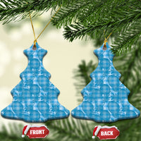 Polu Hawaii Breadfruit Palaka Motifs Ceramic Ornament LT14 Christmas Tree Blue - Polynesian Pride