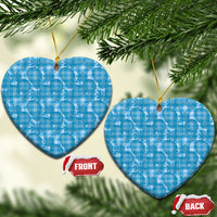 Polu Hawaii Breadfruit Palaka Motifs Ceramic Ornament LT14 Heart Blue - Polynesian Pride
