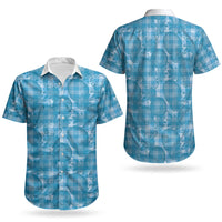 Polu Hawaii Breadfruit Palaka Motifs Couples Matching Off The Shoulder Long Sleeve Dress and Hawaiian Shirt LT14 - Polynesian Pride