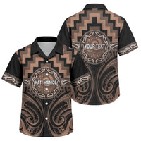 Aotearoa Kati Mamoe Personalised Family Matching Short Sleeve Bodycon Dress and Hawaiian Shirt Maori Iwi Poutama Puhoro Tattoo LT14 Son's Shirt Brown - Polynesian Pride