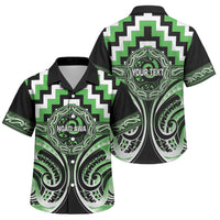 Aotearoa Ngati Awa Personalised Family Matching Off The Shoulder Long Sleeve Dress and Hawaiian Shirt Maori Iwi Poutama Puhoro Tattoo LT14 Son's Shirt Green - Polynesian Pride