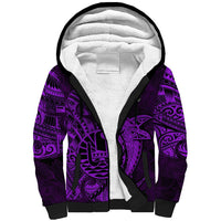 French Polynesia Tahiti Sherpa Hoodie Polynesian Shark Tattoo With Hibiscus Purple Version LT14 Unisex Purple - Polynesian Pride