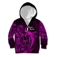 French Polynesia Bora Bora Kid Hoodie Polynesian Shark Tattoo With Hibiscus Pink Version LT14 - Polynesian Pride