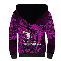 French Polynesia Bora Bora Sherpa Hoodie Polynesian Shark Tattoo With Hibiscus Pink Version LT14 - Polynesian Pride