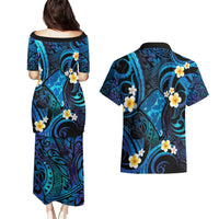 Tokelau Fakaofo Atoll Couples Matching Puletasi and Hawaiian Shirt Polynesian Tattoo Plumeria With Map LT14 - Polynesian Pride