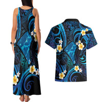 Tokelau Fakaofo Atoll Couples Matching Tank Maxi Dress and Hawaiian Shirt Polynesian Tattoo Plumeria With Map LT14 - Polynesian Pride