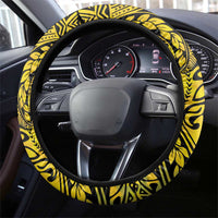 Tokelau Atafu Atoll Steering Wheel Cover Polynesian Tattoo Plumeria With Map