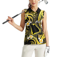 Tokelau Atafu Atoll Women Sleeveless Polo Shirt Polynesian Tattoo Plumeria With Map