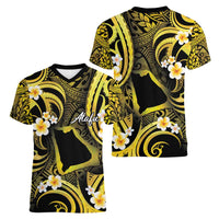 Tokelau Atafu Atoll Women V-Neck T-Shirt Polynesian Tattoo Plumeria With Map