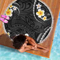 Black And Gray Beach Blanket Curves Polynesian Tattoo Mix Plumeria Flowers