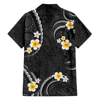 Black And Gray Family Matching Long Sleeve Bodycon Dress and Hawaiian Shirt Curves Polynesian Tattoo Mix Plumeria Flowers LT14 - Polynesian Pride